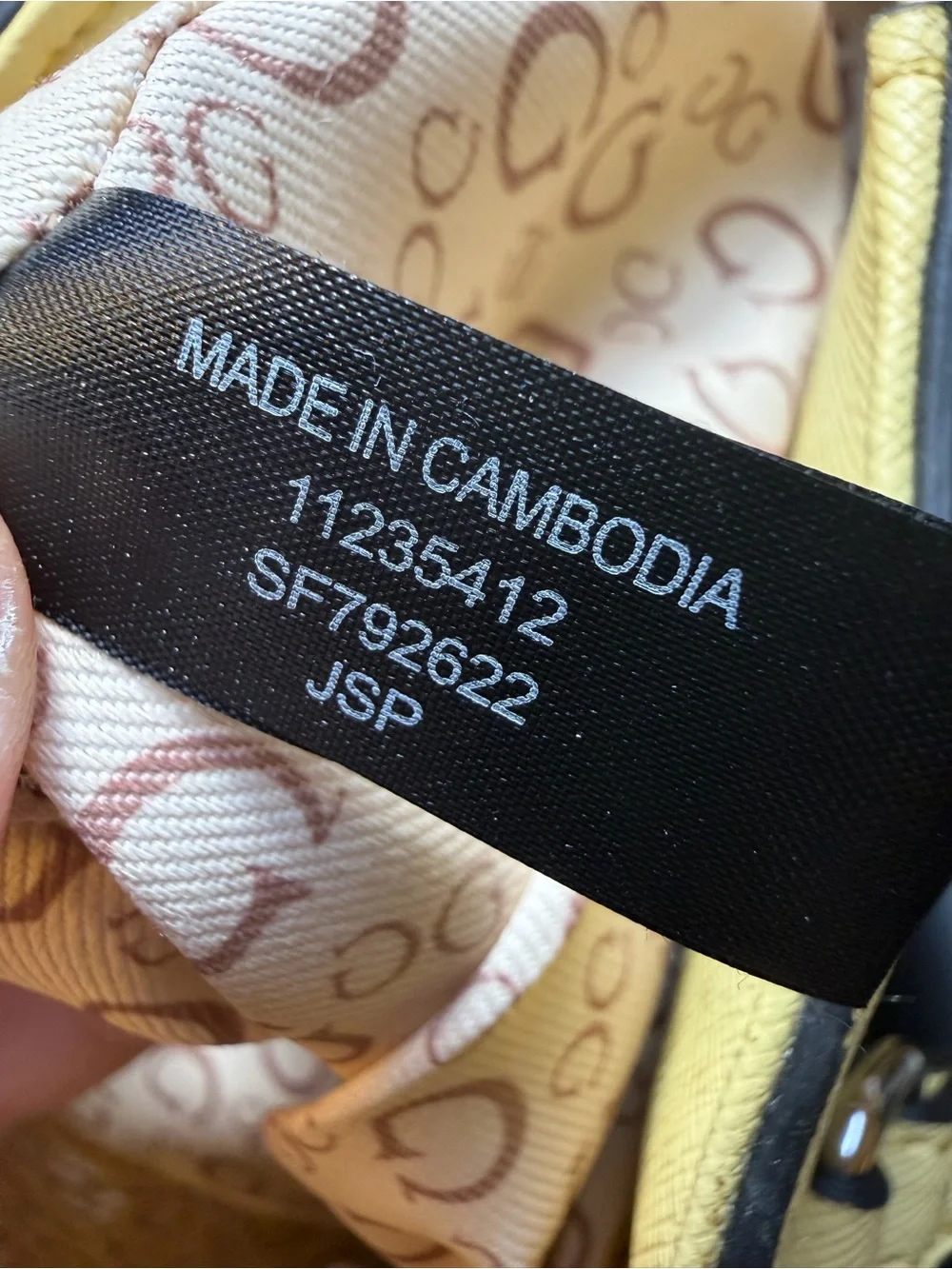 GUESS Los Angeles Yellow Tote with Gold Accent Charm